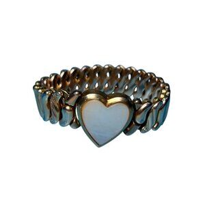 Vintage Speidel Made Phoenix Sweetheart Expansion Bracelet MOP Heart
